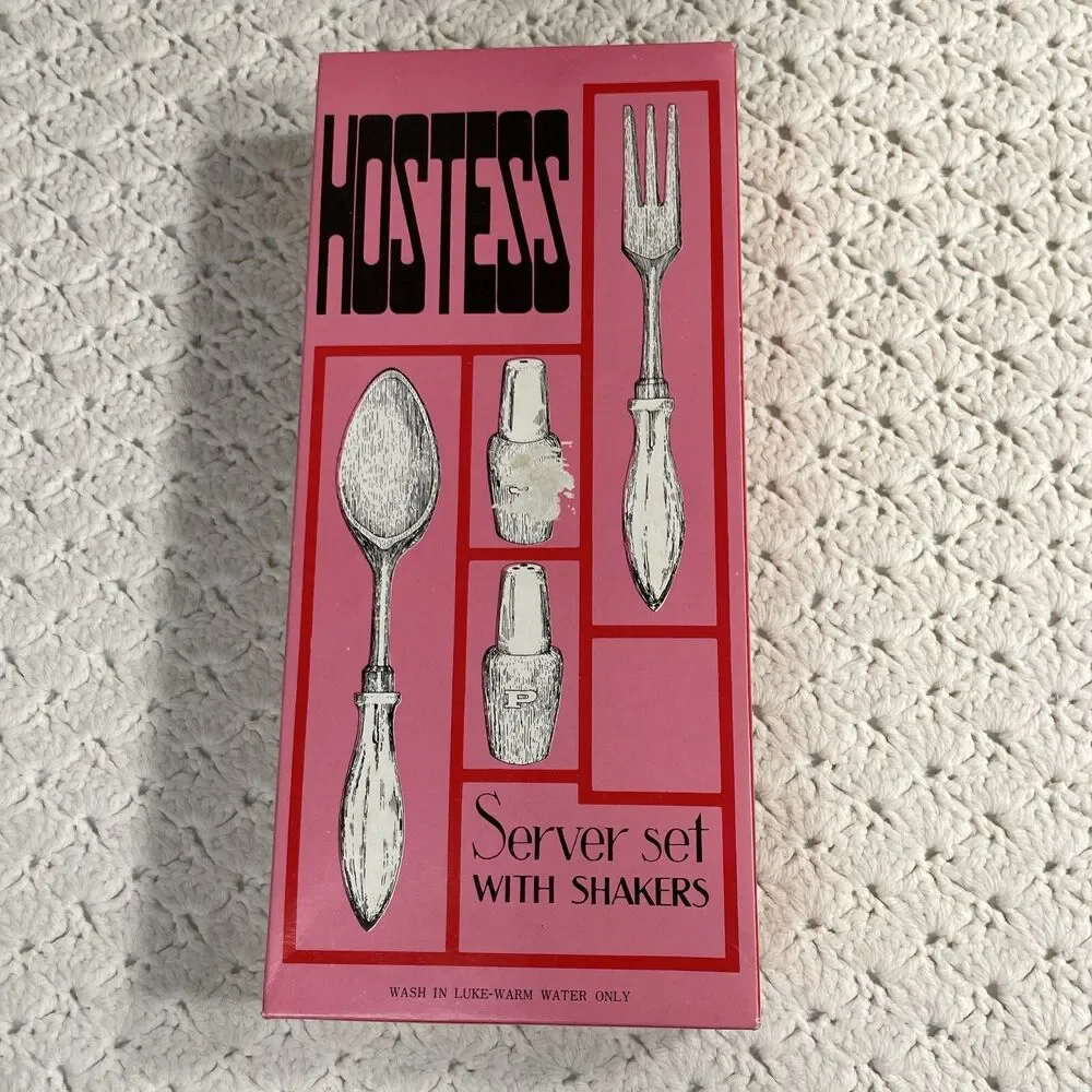 Vtg Blue Willow SaltPepper Materia Hakusan Japan Hostess Salad Server Set Unused